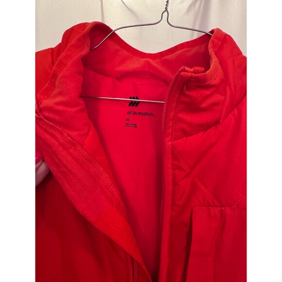 All in Motion Quilted Zip Vest Size M EUC Bright Red Orange Hunting Zip Pockets - Picture 2 of 2